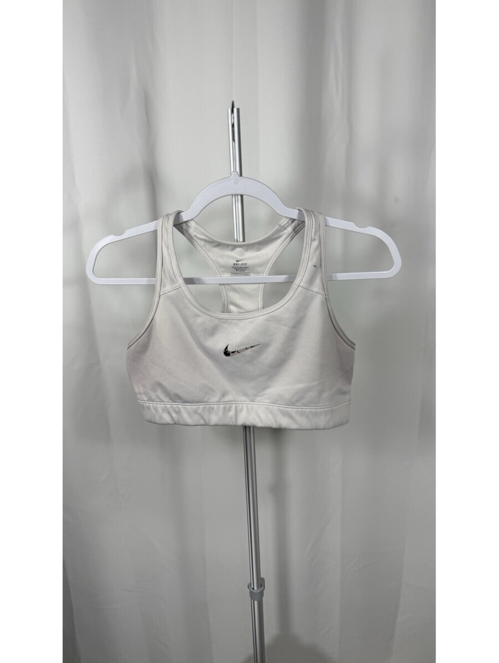 Nike Dri Fit Sports Bra Size Large Racerback Grey Workout Yoga Athletic